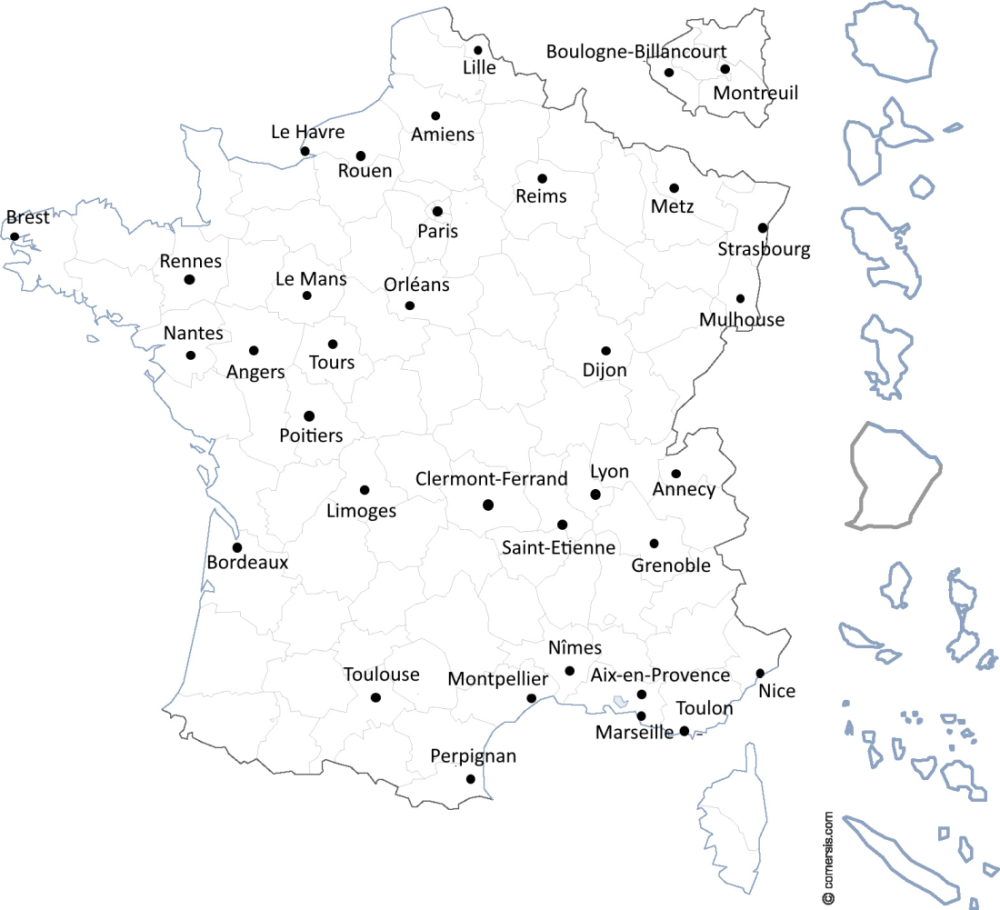 Carte cliquable des startups françaises par ville