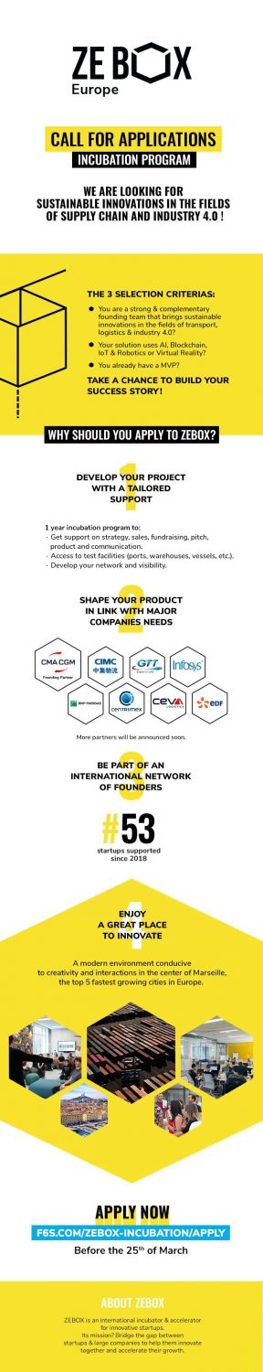 L’incubateur ZEBOX lance son appel à projet pour les startups supply chain et de l’industrie 4 0