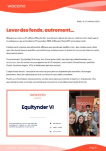 Wacano organise le 27 novembre prochain la 6ᵉ édition d’Equitynder