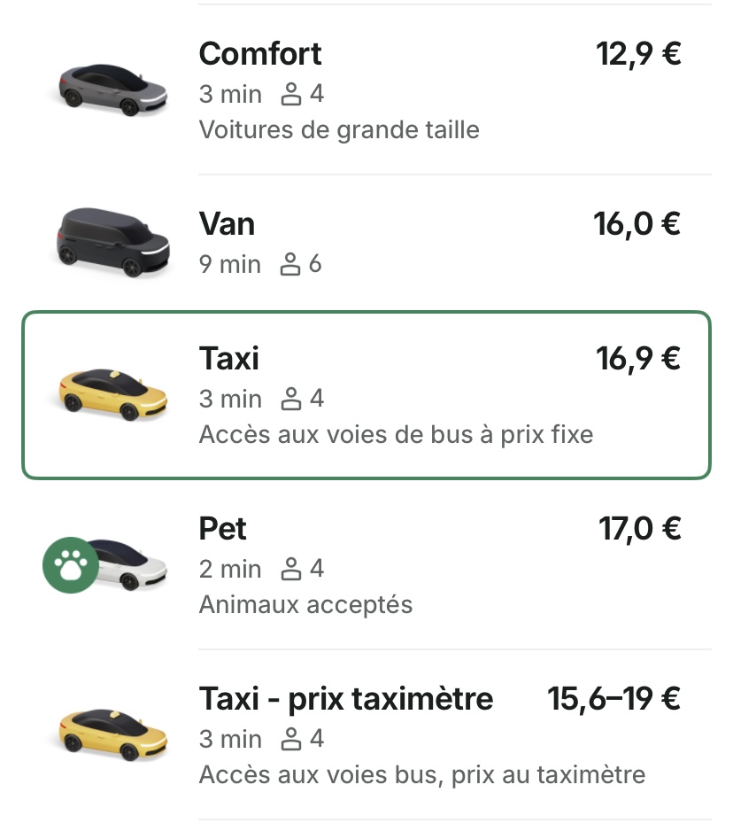 Bolt lance le Taxi à prix garanti à Paris