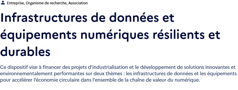 France 2030 finance des centres de données et équipements numériques plus sobres